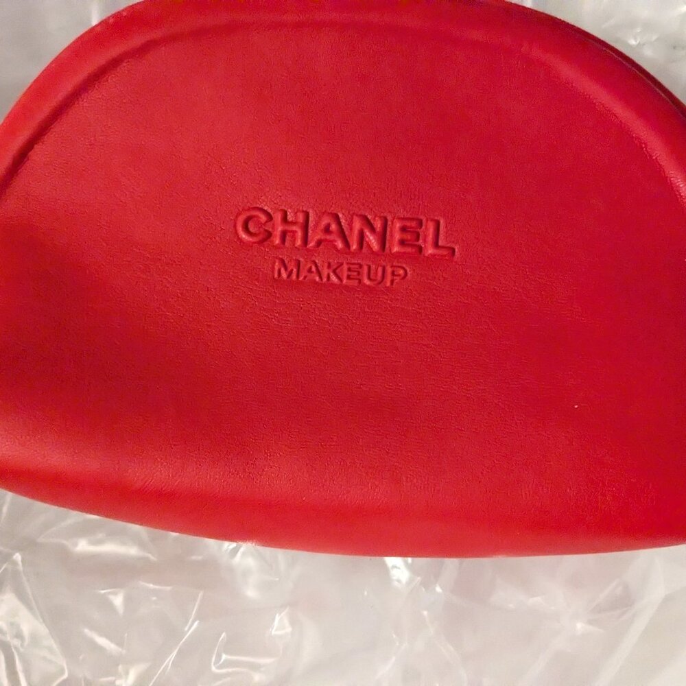 Chanel makeup bag red crescent shaped new